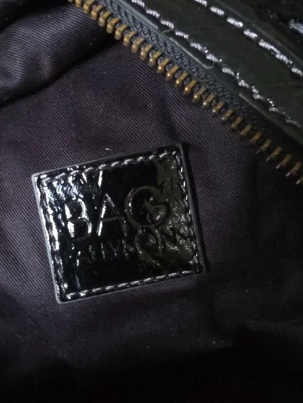 D&G Black Patent Satchel with Gold Chain Accent